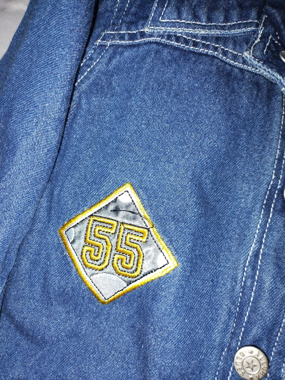 Kids Blue Denim Jacket with Game Zone & 55 Patch